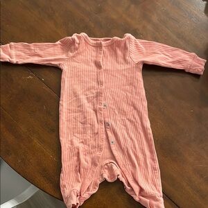 Pink Ribbed Kids One Piece